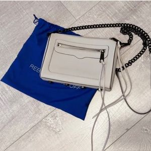 Rebecca Minkoff Authentic Avery Grey Black Chain Crossbody Handbag